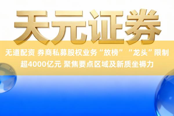 无道配资 券商私募股权业务“放榜” “龙头”限制超4000亿元 聚焦要点区域及新质坐褥力