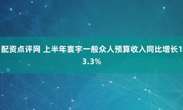 配资点评网 上半年寰宇一般众人预算收入同比增长13.3%